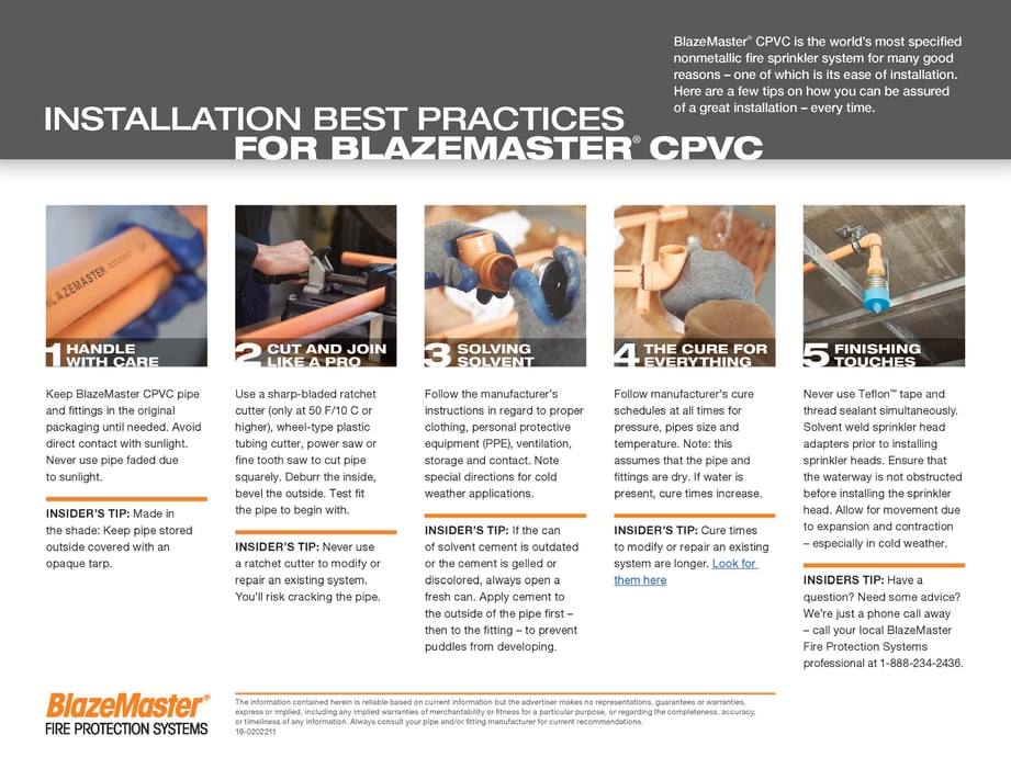 5 Best Practice Installation Tips for BlazeMaster® CPVC BlazeMaster® CPVC