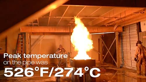 Peak temperature 526 degrees Fahrenheit / 274 degrees celsius