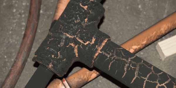 Charring layer on pipe