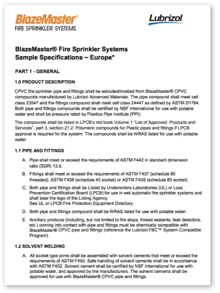 BlazeMaster Sample Specification for Europe