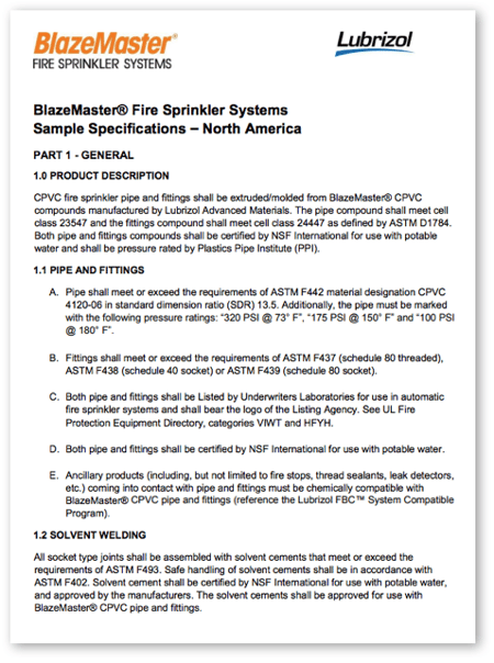 BlazeMaster Sample Specification for North America