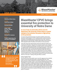 BlazeMaster CPVC Brings Essential Fire Protection to University of Notre Dame Case Study