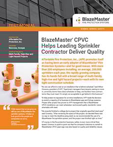 BlazeMaster® CPVC Helps Leading Sprinkler Contractor Deliver Testimonial