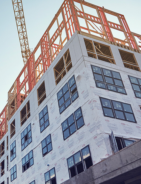 Exterior of apartment building under construction