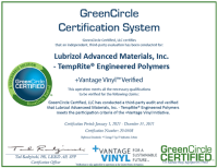 Vantage Vinyl GreenCircle Certified Certificate